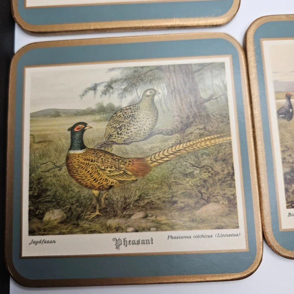 Vintage Pimpernel Cork Backed Coasters – British Game Birds – Set of 5 – England